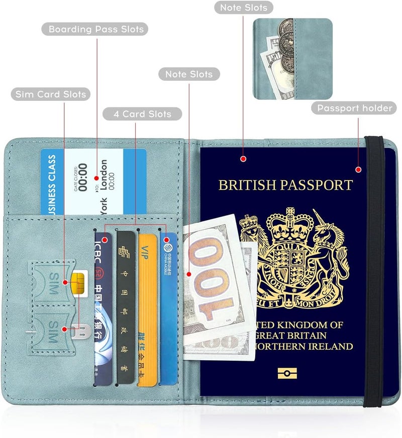 ILIYAH -Passport Cover-Passport Holder Travel Wallet-RFID Blocking Passport Case Travel Accessories Card Holder Wallet Unisex Travel Gifts(Blue) - Image 5